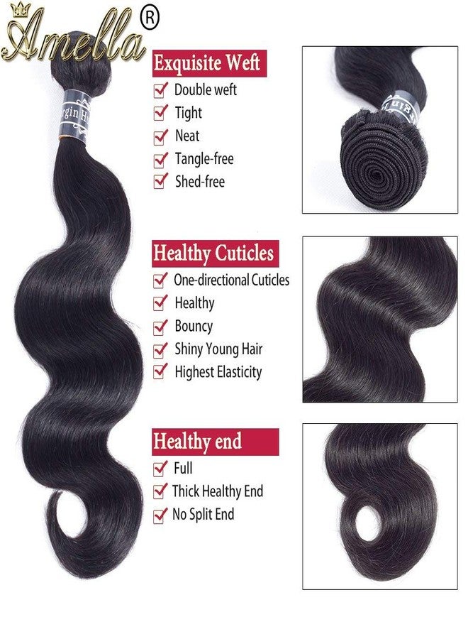 Amella Hair 8A Brazilian Body Wave Human Hair 4 Bundles (12 14 16 18) Brazilian Virgin Remy Hair Weave Bundles Unprocessed Body Wave Virgin Bundles Remy Extensions - Image 3